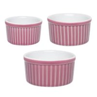 Conjunto de 3 Tigelas Ramequin Ramequin Colorido Branco/Rosa - Cookware