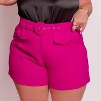Short Plus Size Liso com Cinto Pink 50 - Pink