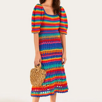 vestido crochet pontos rainbow