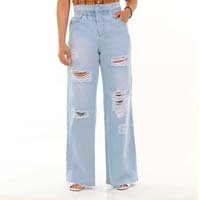 Calça jeans feminina wide leg - 268105 40 - Azul Claro