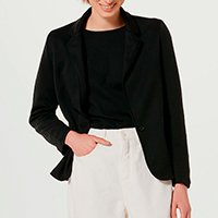 Blazer Básico Feminino Moletom Em Alfaiataria - Preto