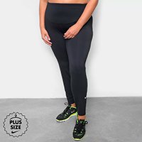 Calça Legging Plus Size Nike One Feminina - Preto+Branco