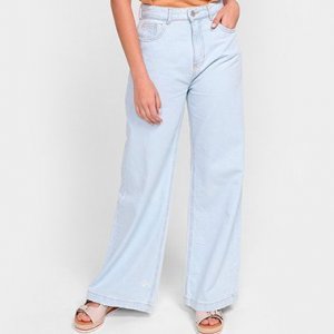 Calça Jeans Wide Leg Hering Cintura Alta Feminina - Feminino - Azul