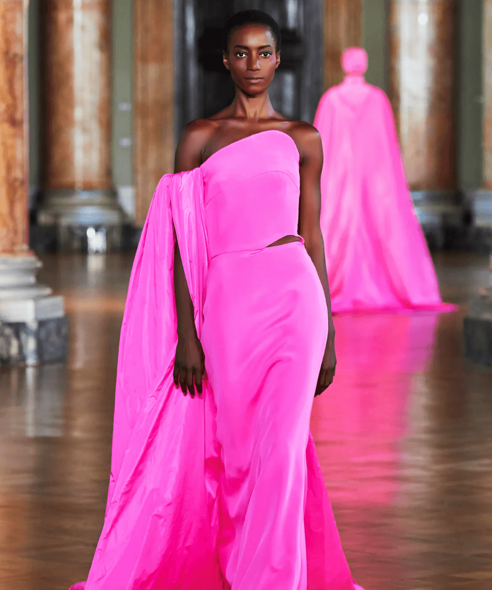 Desfile Antonio Grimaldi - vestido rosa longo - semana de Alta-Costura - Primavera - Paris - https://stealthelook.com.br