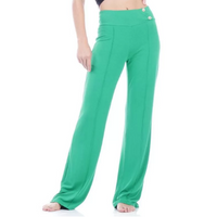 Calça Pantalona Amazonia Vital Granja Malha Com Botão Feminina - Verde claro