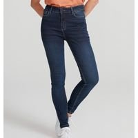 Calça Jeans Feminina Skinny Cintura Alta Soft Touch - Azul Escuro