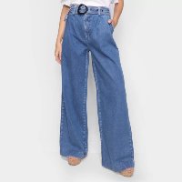 Calça Jeans Wide Leg Colcci Joana Cintura Alta Feminina - Azul