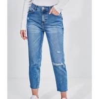 calça reta em jeans médio