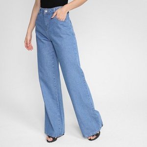 Calaç Jeans Sawary Wide Leg Feminina - Feminino - Azul