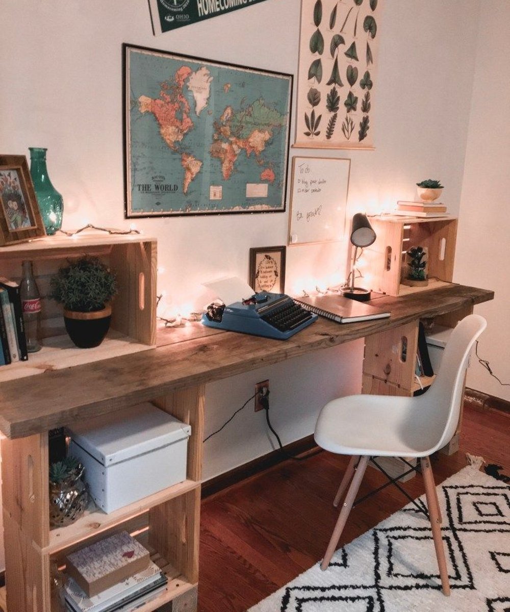 My Eclectic Grace - caixote - organizar e decorar a escrivaninha - decor - upcycling - https://stealthelook.com.br