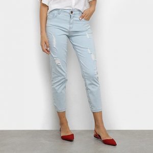 Calça Jeans Vide Bula Cropped Feminina - Feminino - Azul Claro