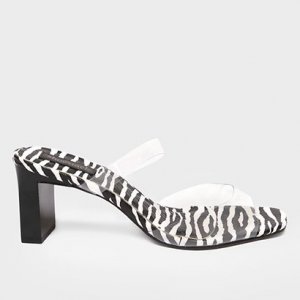 Mule Shoestock Vinil Zebra - Feminino - Preto+Branco
