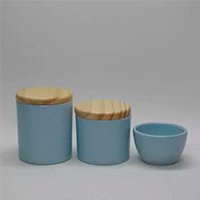 Kit Higiene Bebe Porcelana 3 Peças Porcelana Azul Candy com Tampa de Pinus - Cris Rossi Decorações