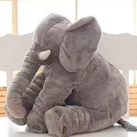 Almofada Elefante Travesseiro Pelúcia Bebê Dormir Cinza 60 cm - LuckBaby
