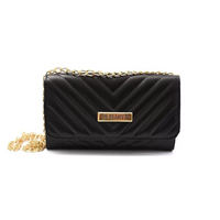 Bolsa Feminina Clutch Alça Corrente de Lado Metalassê - Preto