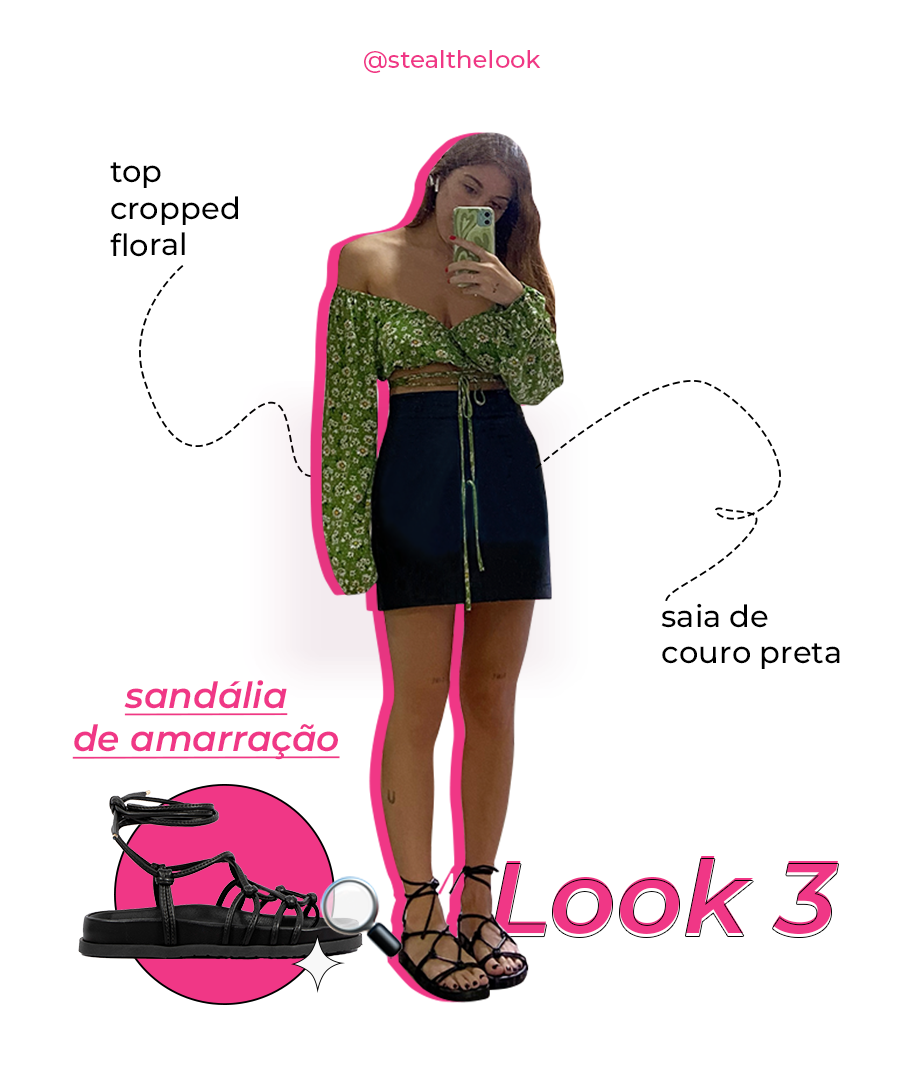 Giulia Coronato - looks estilosos, saia de couro, top cropped, vista magalu - looks estilosos - Verão - Street Style  - https://stealthelook.com.br