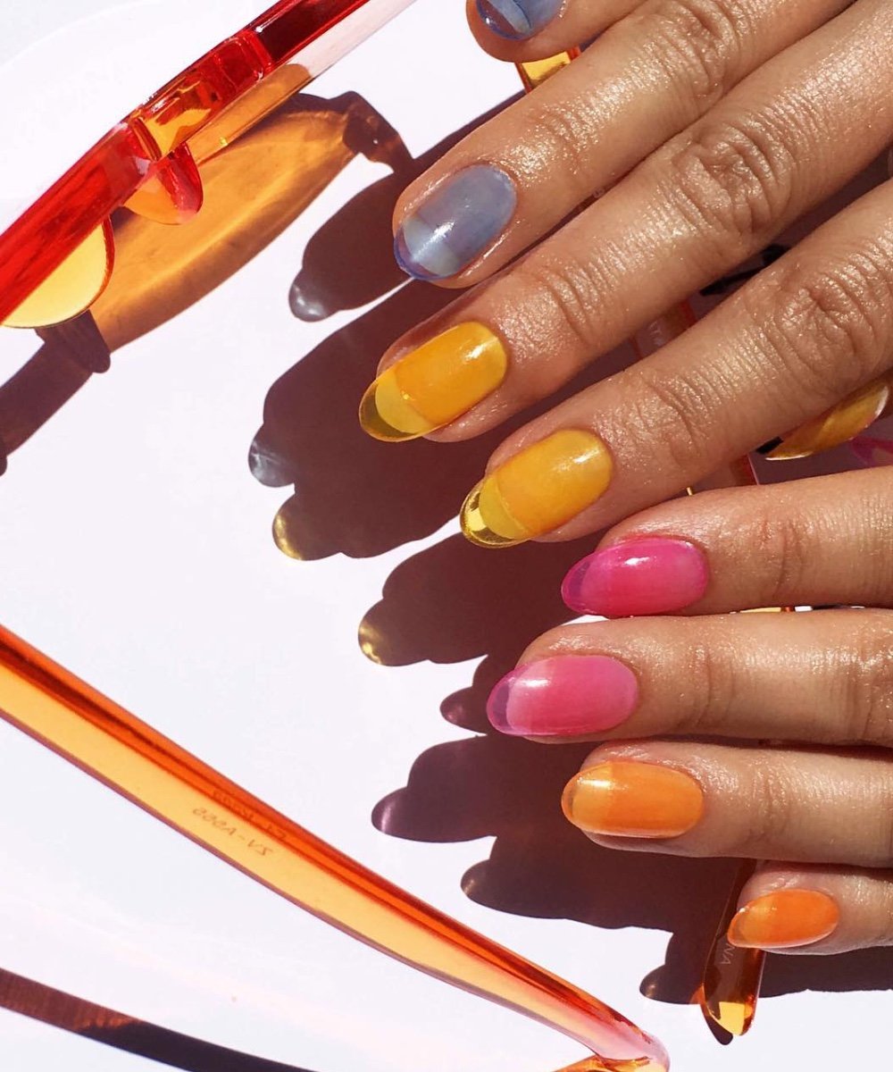 unhas coloridas - unhas de gelatina  - jelly nails  - nail art - unhas transparentes - https://stealthelook.com.br