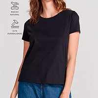 Camiseta Básica Feminina Manga Curta Em Algodão Pima - Preto