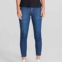 Calça Jeans Feminina Cintura Média Cigarrete Com Elastano - Azul Escuro