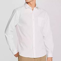 Camisa Básica Masculina Mangas Longas Em Tecido - Branco