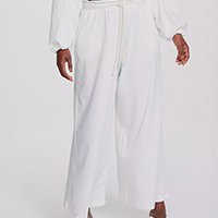 Calça Feminina Pantalona Cintura Alta Básicos Do Brasil - Branco