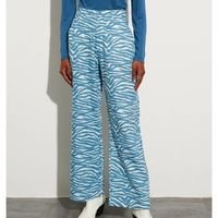 calça alfaiataria pantalona estampada animal print de zebra cintura super alta mindset azul