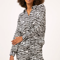 camisa de viscose manga longa animal print zebra off white