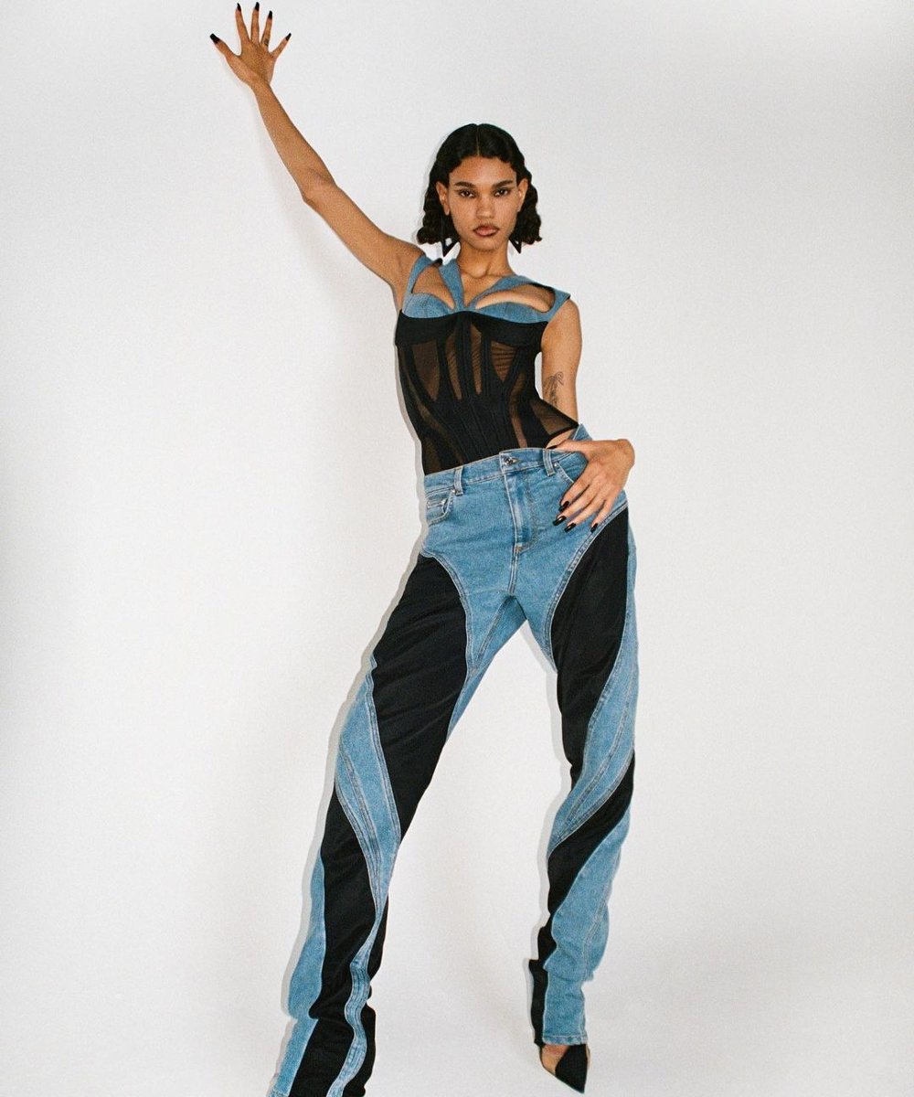 Mugler - transparência - história da moda - jeans - recortes - https://stealthelook.com.br