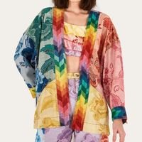 kimono sarja estampado patch cor de flor