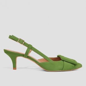 Scarpin Shoestock Fivela Salto Baixo Slingback - Feminino - Verde