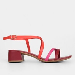 Sandália Shoestock Basic Salto Bloco Color Feminina - Feminino - Vermelho