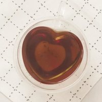 Xícara de Chá de Vidro Duplo Coração