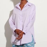 camisa oversized de algodão manga longa mindset lilás