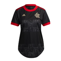 Camisa Flamengo III 21/22 s/n° Torcedor Adidas Feminina - Preto+Vermelho