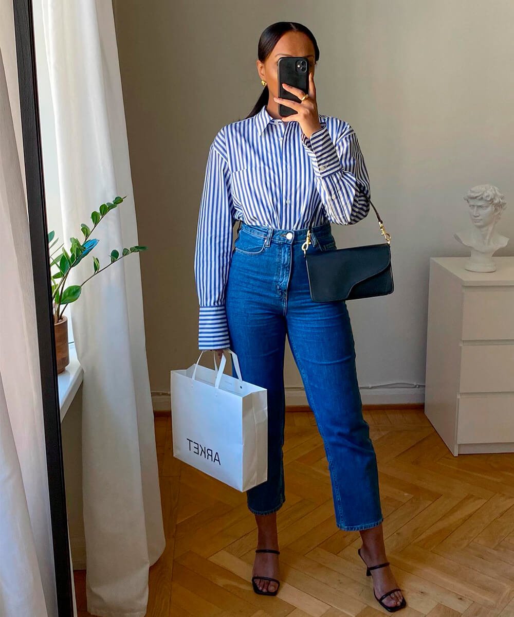 It girlslooks com calça jeans - looks com calça jeans, camisa azul, office look - looks com calça jeans - Outono - Street Style  - https://stealthelook.com.br