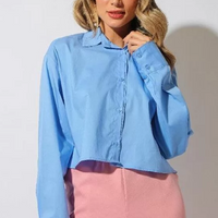 Camisa Cropped Eight Brand Helena Feminina - Azul