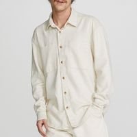 Camisa Masculina Com Bolso Em Linho - Off White