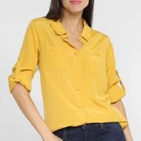 Camisa Dom Bolso Frontal Feminina - Amarelo