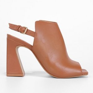 Sandália Couro Shoestock Sandal Boot Feminina - Feminino - Caramelo