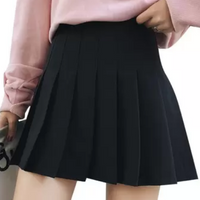 Saia estilo Colegial Pregueada Preta Lisa - Cosplay - Lolita - Anime Play