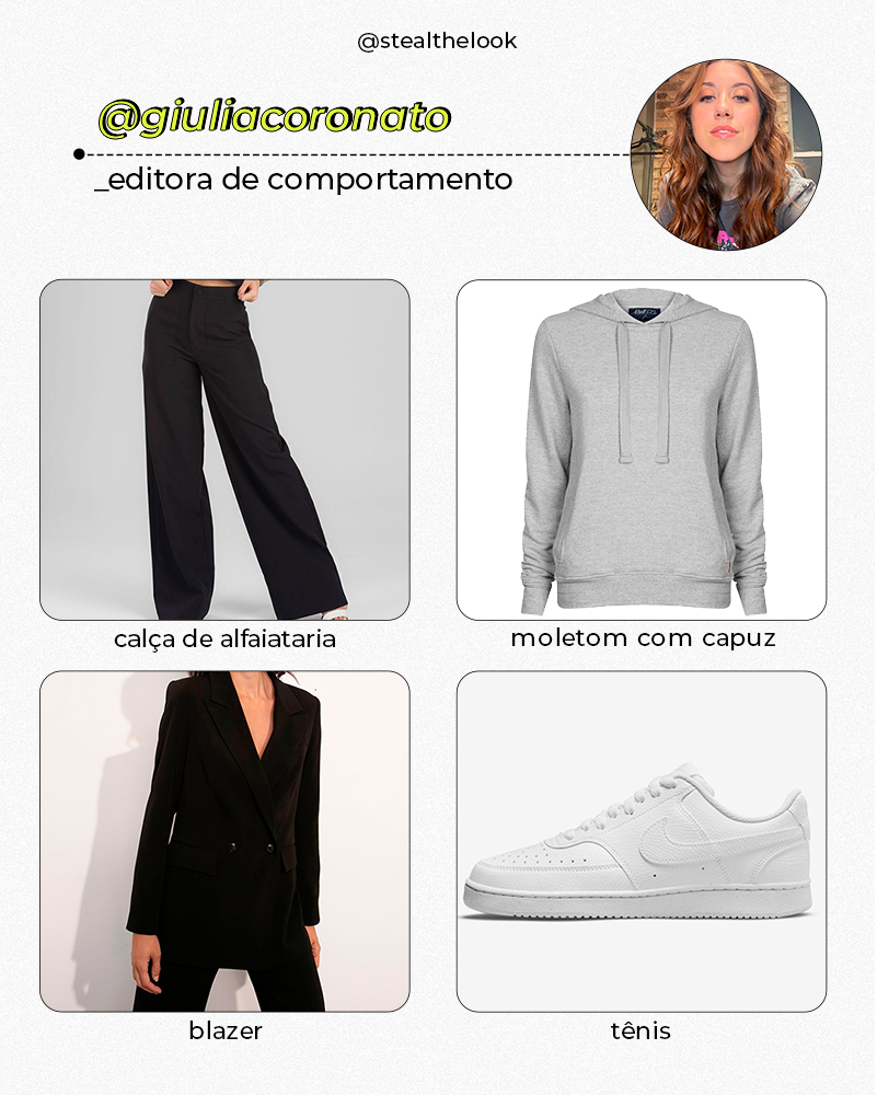 Giulia Coronato - moletom com blazer e calça de alfaiataria com tênis - look de inverno - Inverno 2022 - arte - https://stealthelook.com.br