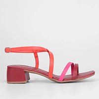 Sandália Shoestock Basic Salto Bloco Color Feminina - Vermelho