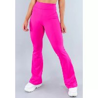 Calça Mvb Modas Flare Estampada Pantalona Cintura Alta Feminina - Rosa