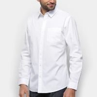 Camisa Social Hering Manga Longa Bolso Masculina - Branco