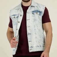 Colete Masculino Jeans Delavê Destroyed Rock & Soda - 10047851290 - Azul