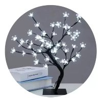 Luminária Arvore Flor Cerejeira Abajur 48 Led Branco Frio Pisca Bivolt 8 Funções - V8