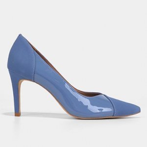 Scarpin Shoestock Multimaterial Salto Alto - Feminino - Azul
