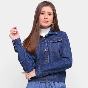 Jaqueta Jeans Ex Adverso Básica Feminina - Feminino - Azul