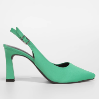 Scarpin Shoestock Cetim Color Bico Fino - Verde