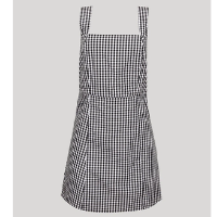 vestido curto estampado xadrez vichy alça larga decote reto bff off white
